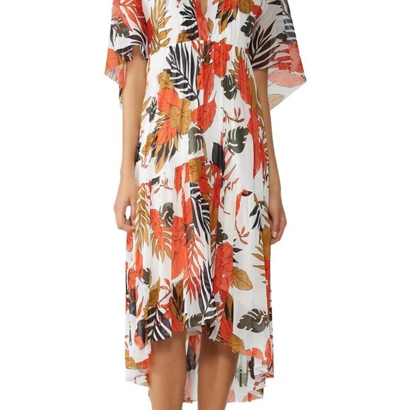 FUZZI Leaf Print Tulle Dress Size Medium - Picture 3 of 8